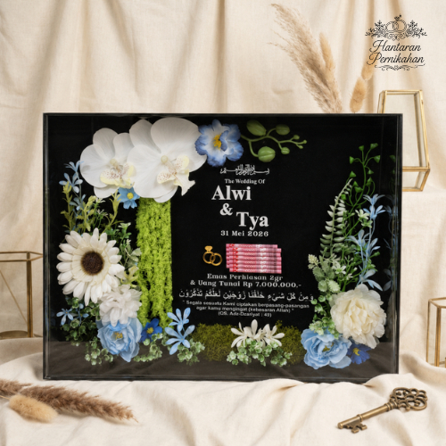 Mahar Green Garden Series Free Uang Kertas-Mahar Akrilik Garden Series-Mahar Pernikahan Kekinian Aes