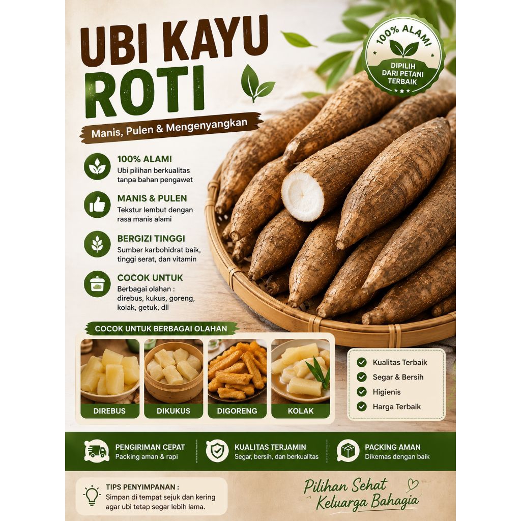 Ubi Kayu Roti Premium Segar Harian 1 Kg