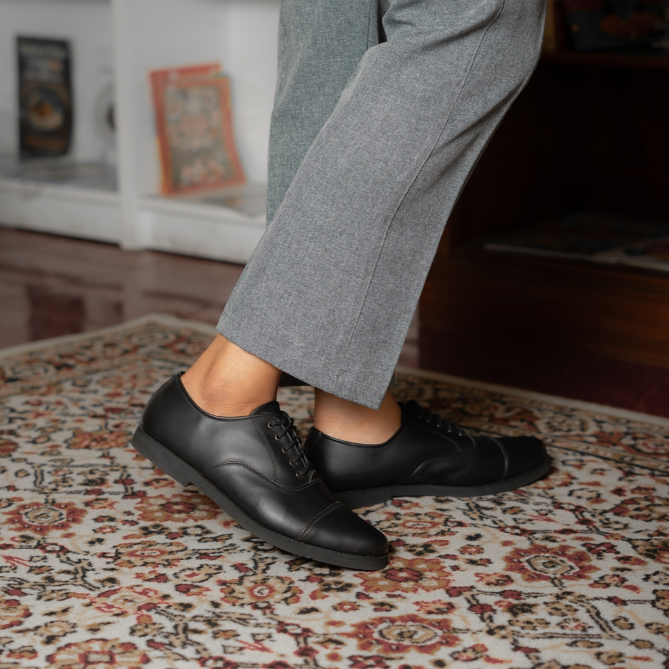 Jack Footwear - Sepatu  Oxford Harrison Full Black | Sepatu Formal Pria | Sepatu Oxford Pria