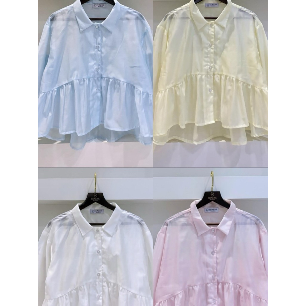 Kemeja bahan  Papersilk premium Model babydoll Ori By Edness Kayla
