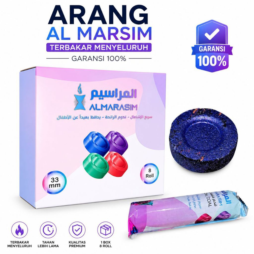 Arang Magic Al Marsim  - Mudah Menyala, Tidak Berbau, Desain Donat