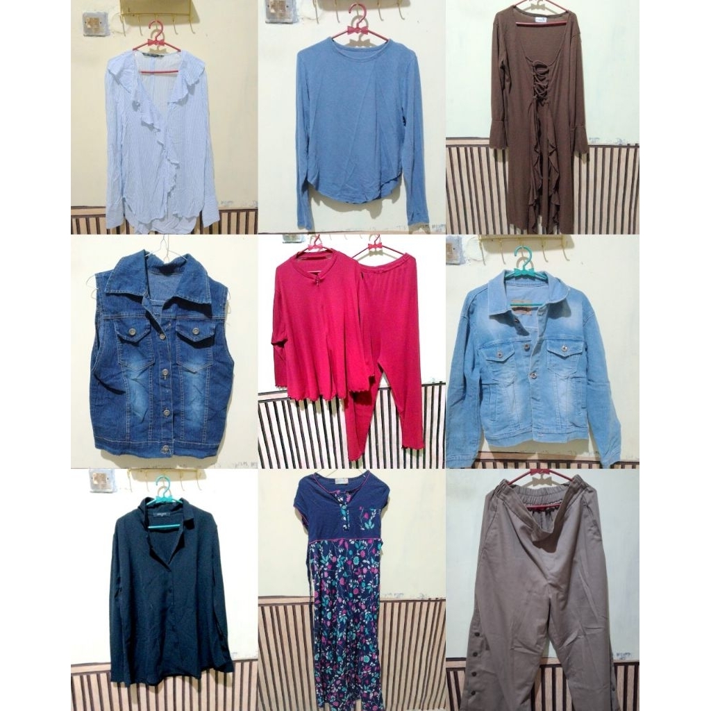 Preloved brand & non brand. jaket jeans,vest,kemeja,blouse,overall,gamis,tunik,setelan,outer,hodie,k