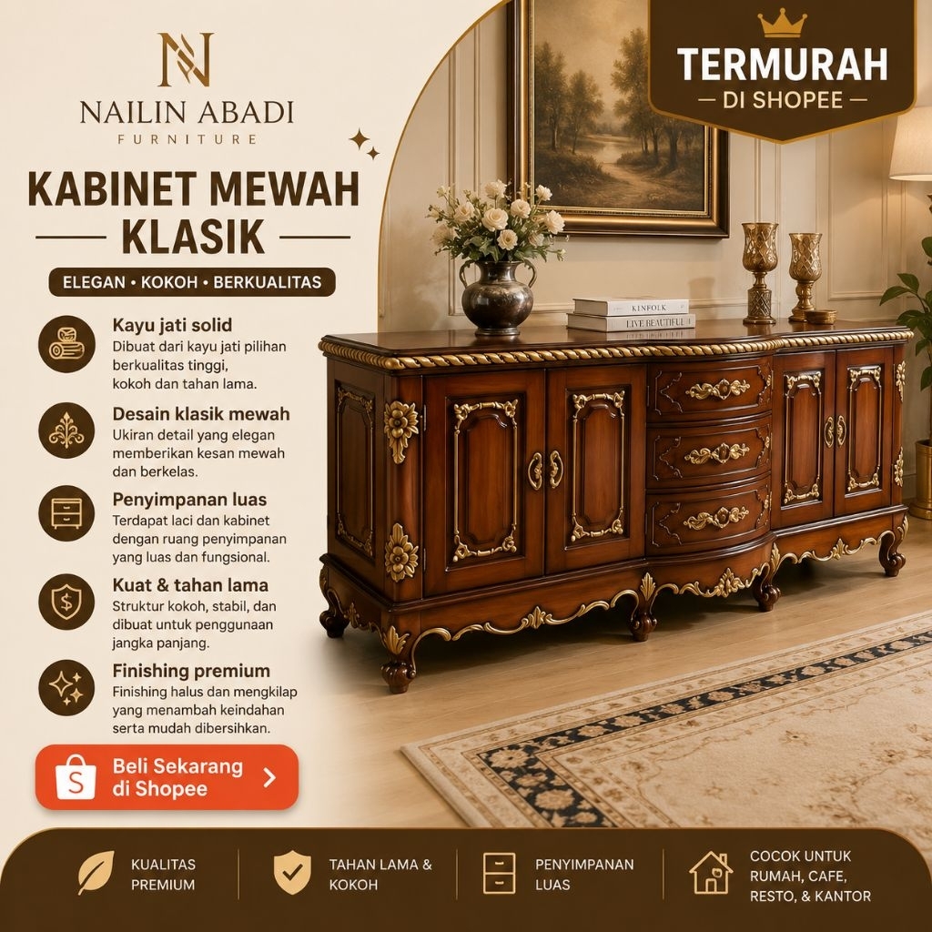 buffet tv salina ukir kabinet tv kayu jati