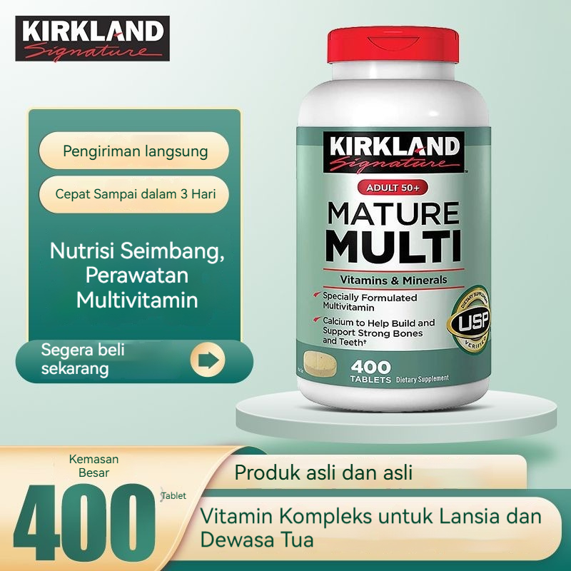 Kirkland Signature Mature Multi 50+ - 400 Tablet - Multivitamin Lengkap Lansia [EXP.2028]
