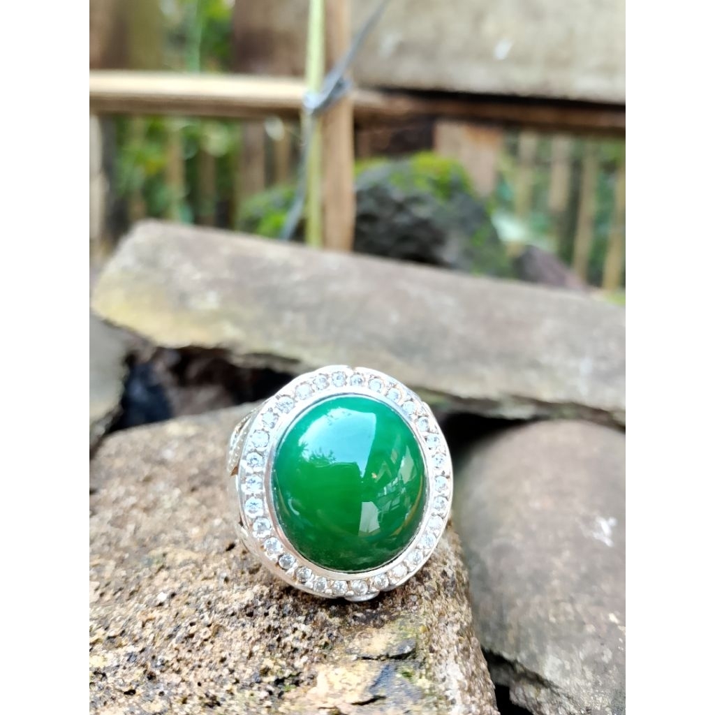 Batu hijau garut galian Ohen ring perak HM