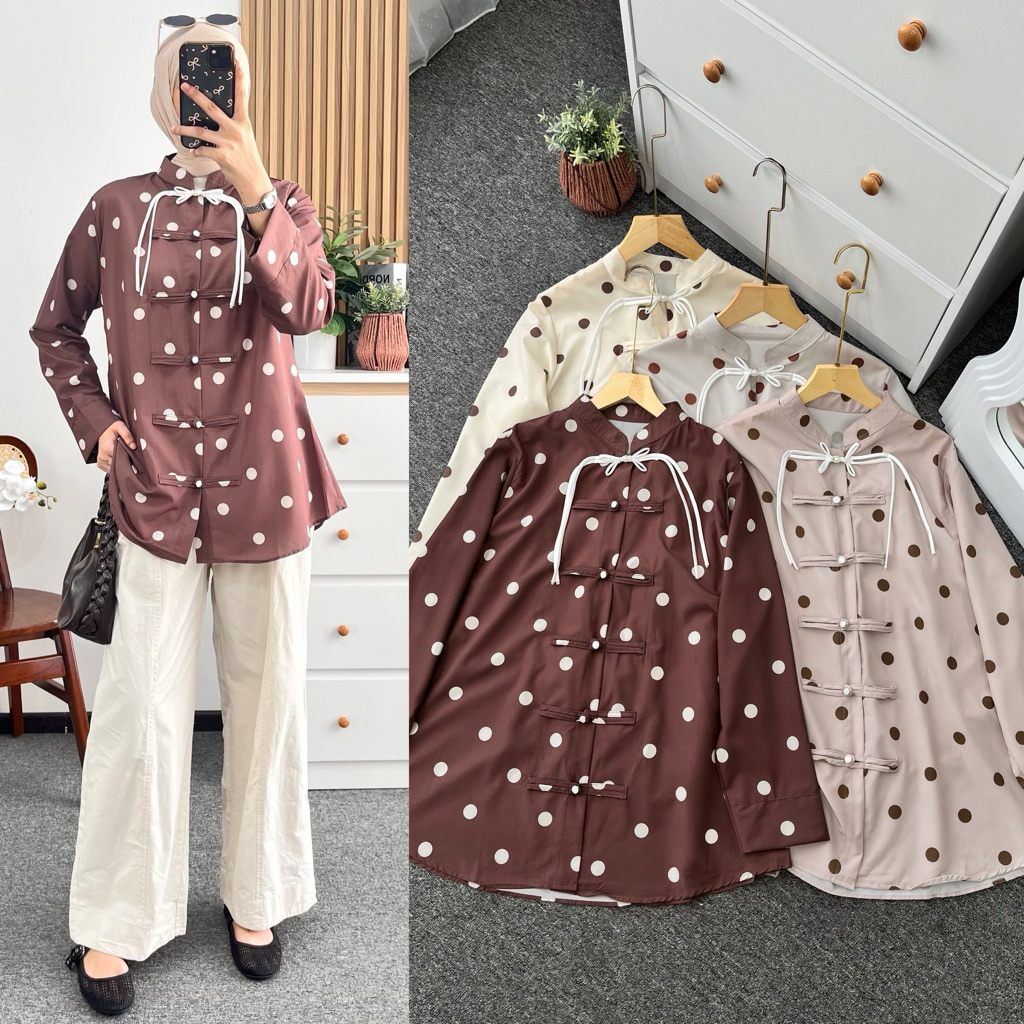 Little butik SHERINA POLKA BLOUSE | atasan wanita motif polkadot