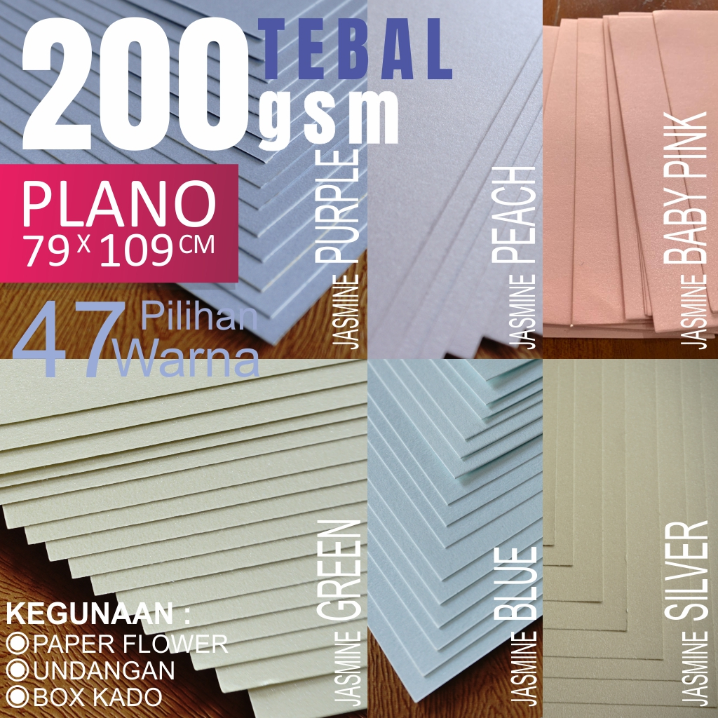 Kertas Jasmine plano biru abu abu peach Paper Wedding