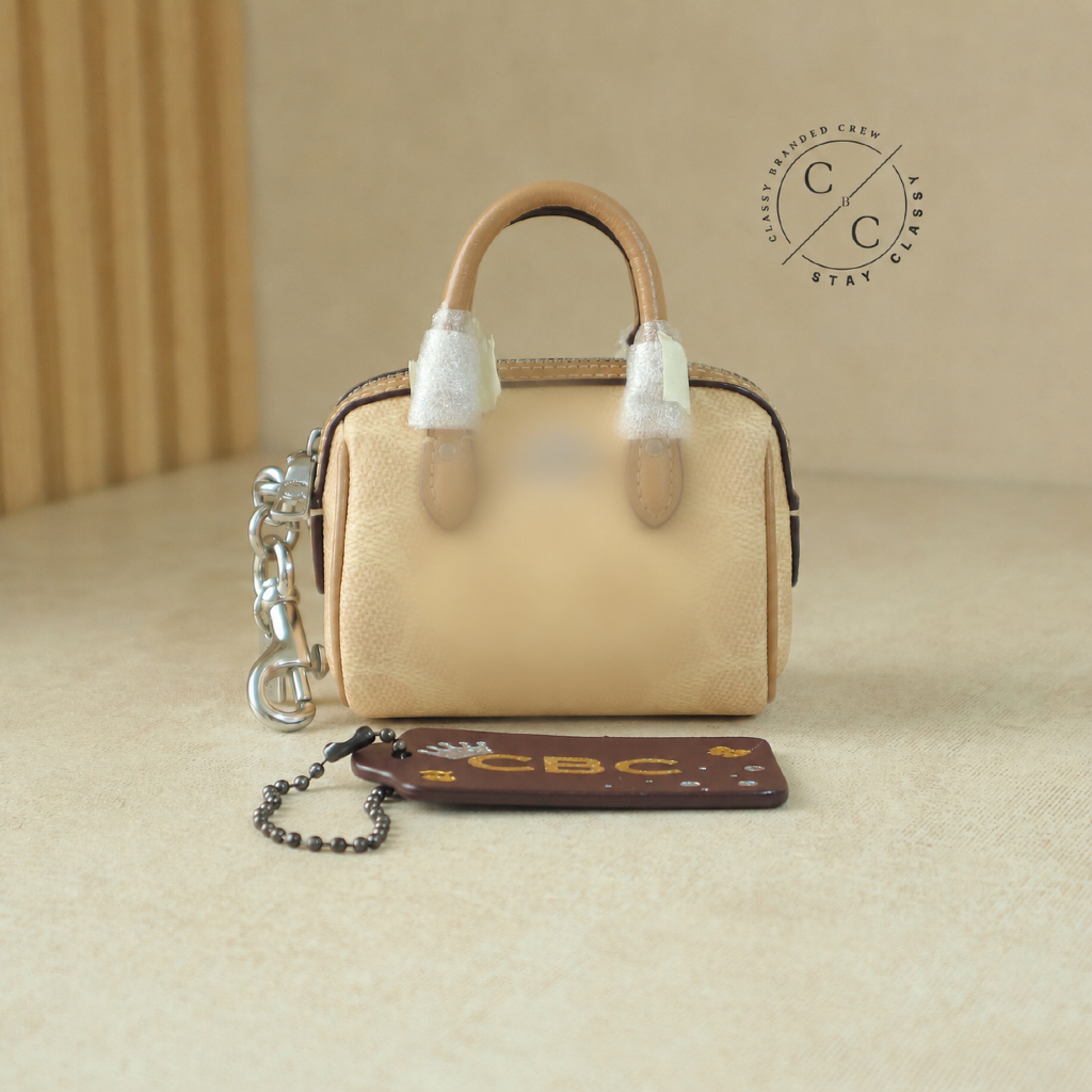 (Classy Branded Crew) Gantungan Kunci Mini Rowan Satchel Bag In Signature Canvas Sand Taupe