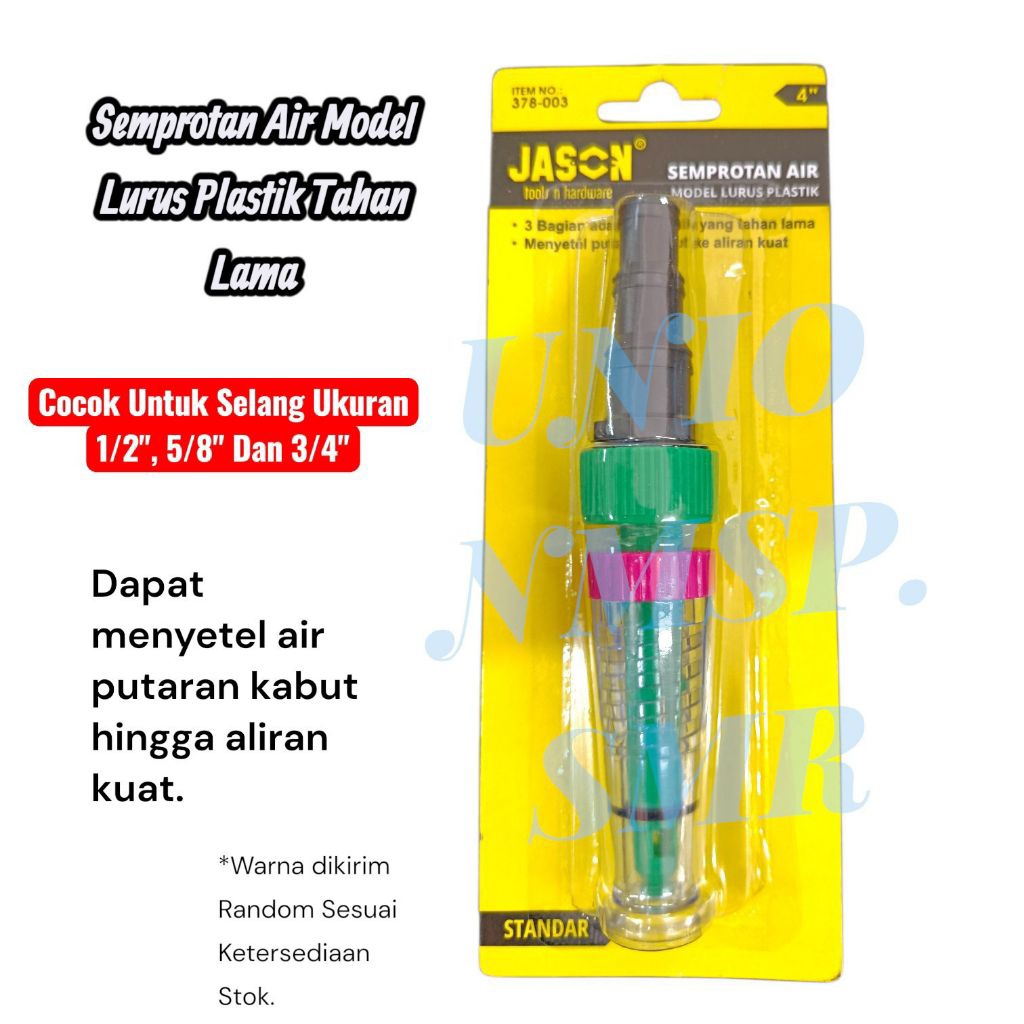 378-003 JASON Semprotan Air Model Lurus Plastik 4 Inch Kepala Nozzle Selang Air Serbaguna Semprotan 
