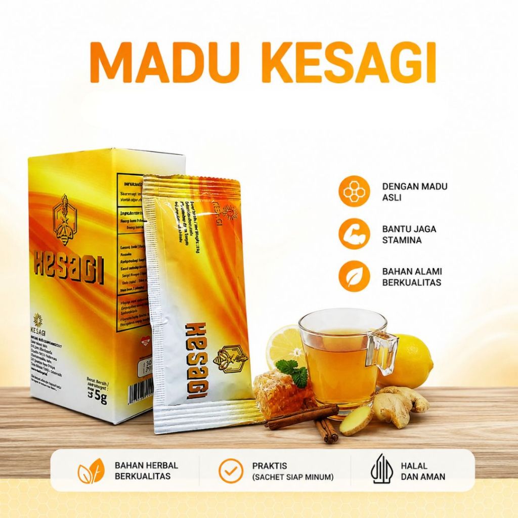 Kesagi Ekstrak Madu 100% Original 5 Sachet | Madu Herbal Kesagi 5 Sachet