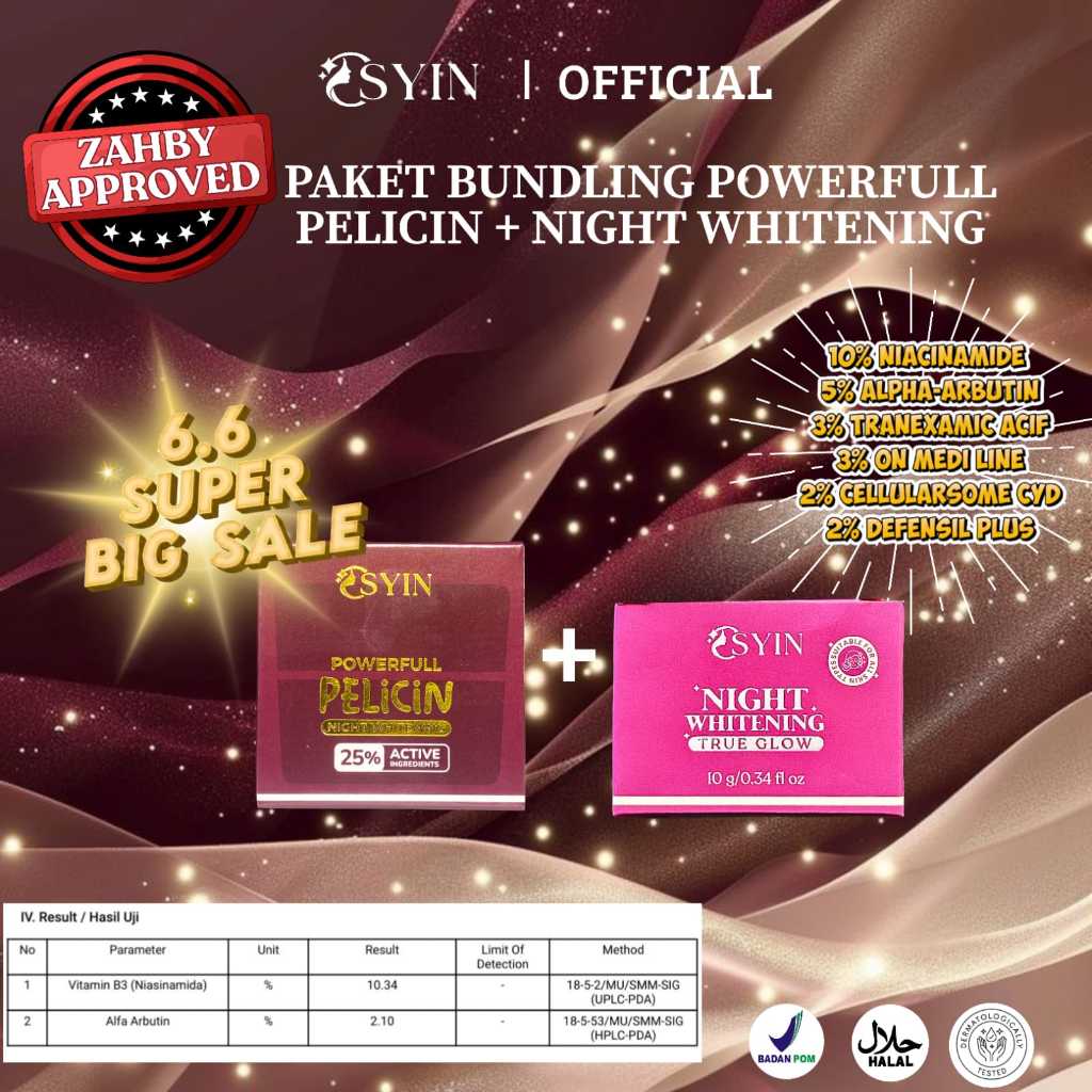 ( SPESIAL LAUNCHING ) PAKET Bundling Pelicin Night Whitening 10gr + Night Cream Whitening 10gr Osyin