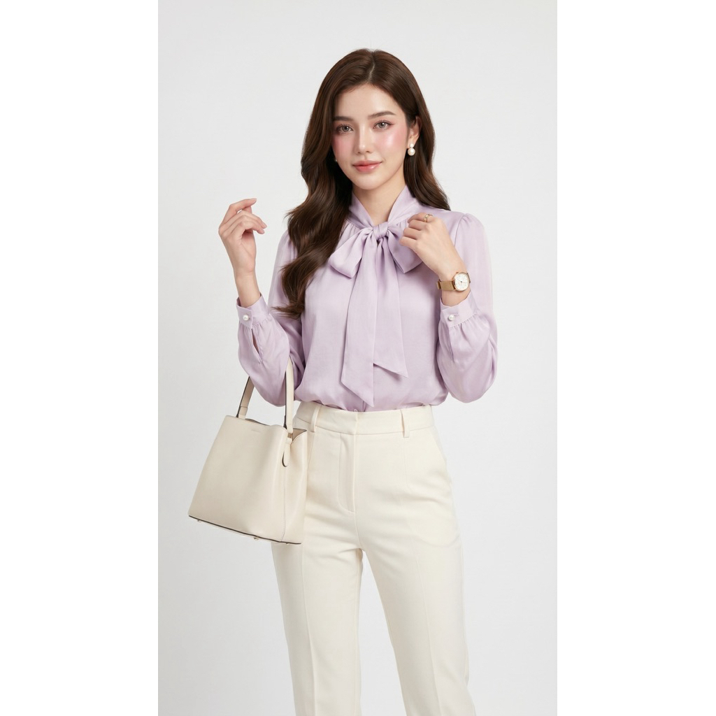 J&LEE'S – LILAC TOP | Atasan Blouse Wanita Lengan Panjang | Blouse Kerja Elegan