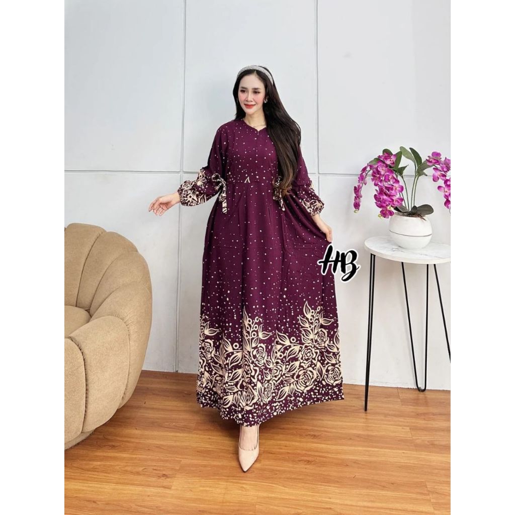 GAMIS CHIBI JUMBO RYON MOTIF BUNGA MAWAR -GAMIS TERBARU