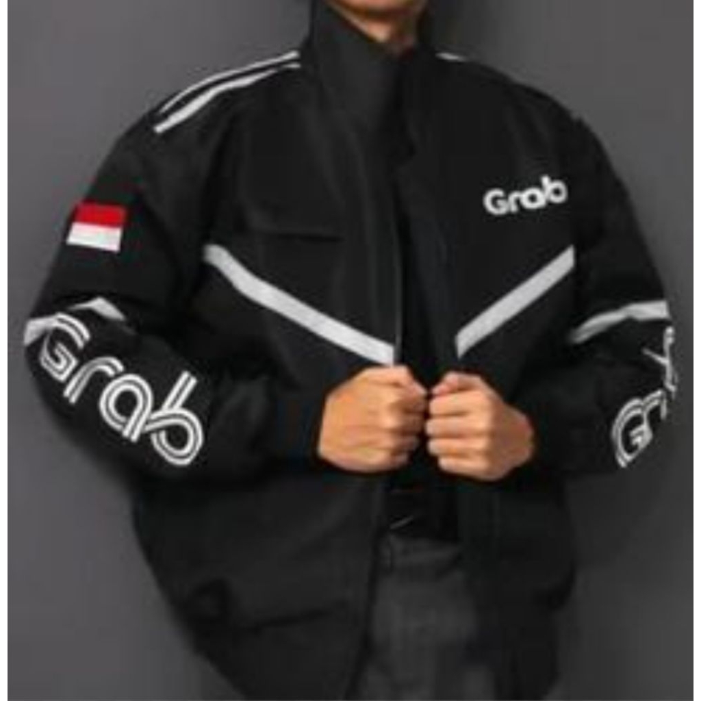 JAKET GRAB HITAM ORI / JAKET DRIVER GRAB WATERPROOF ANTI ANGIN