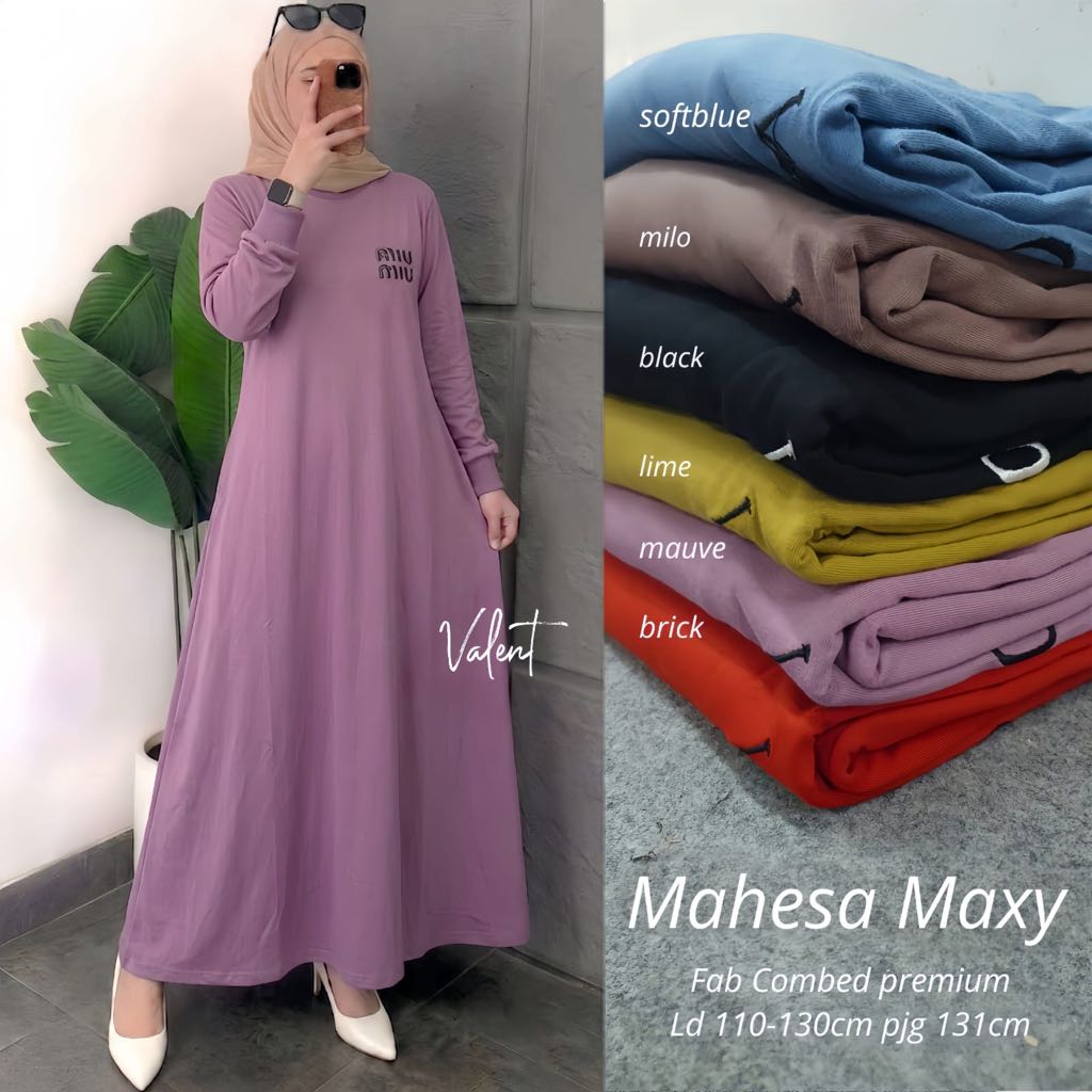 MAHESA, HEPA MAXY DRESS ORIGINAL BY VALENT, MAXY DRESS WANITA COMBED KNIT MIX RAYON