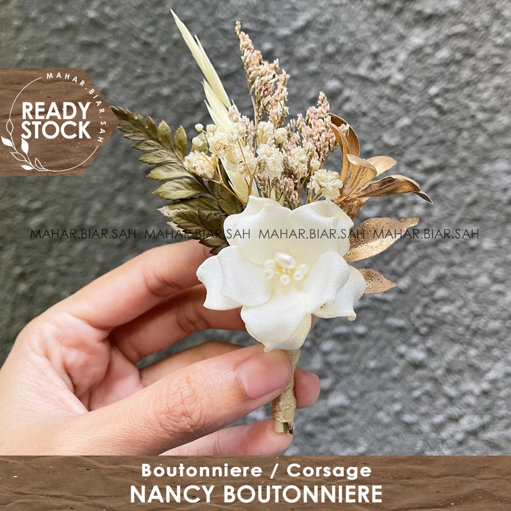 RS NANCY IVORY Boutonniere / bros bunga kering / bunga jas / bros bunga jas / dried flowers