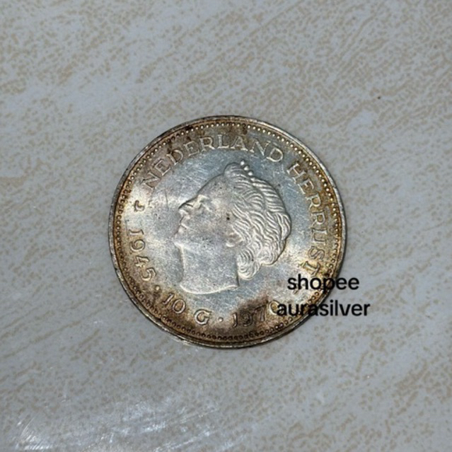 [ASLI] KOIN RATU JULIANA 10 GULDEN TAHUN 1945-1970