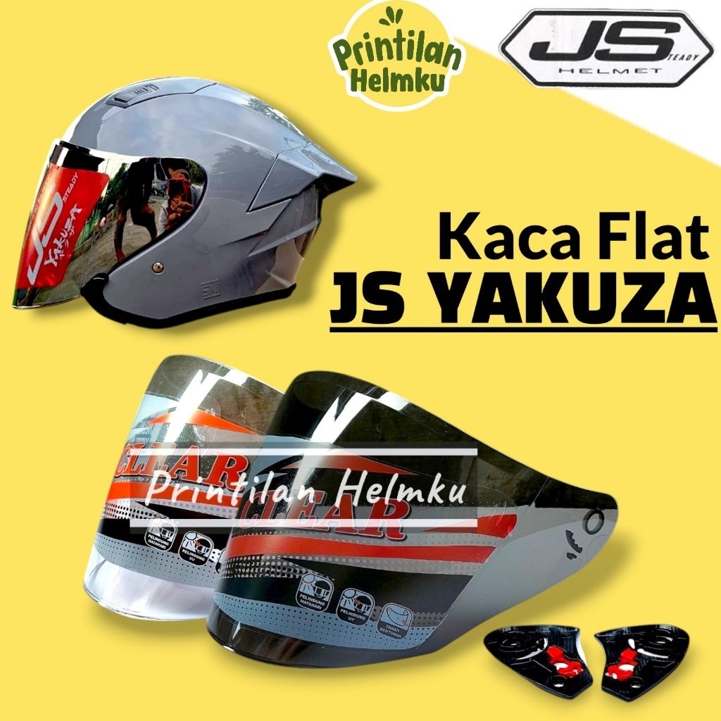 Kaca Helm JS YAKUZA Flat Visor Helmet Js Yakuza Bening Hitam