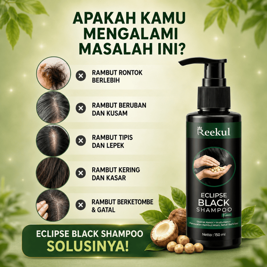 Eclipse Shampoo Penghitam Uban Rambut Reekul Eclipse Black Kemiri Uban BPOM BPOM Anti Uban Beruban P