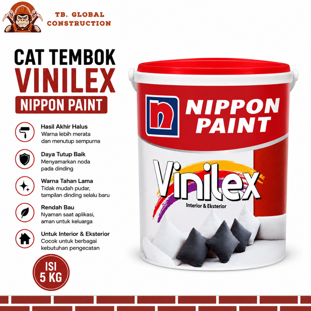 Ecoliving_ Cat Tembok Vinilex Interior Exterior 5 Kg, Cat Dinding Vinilex Interior Exterior