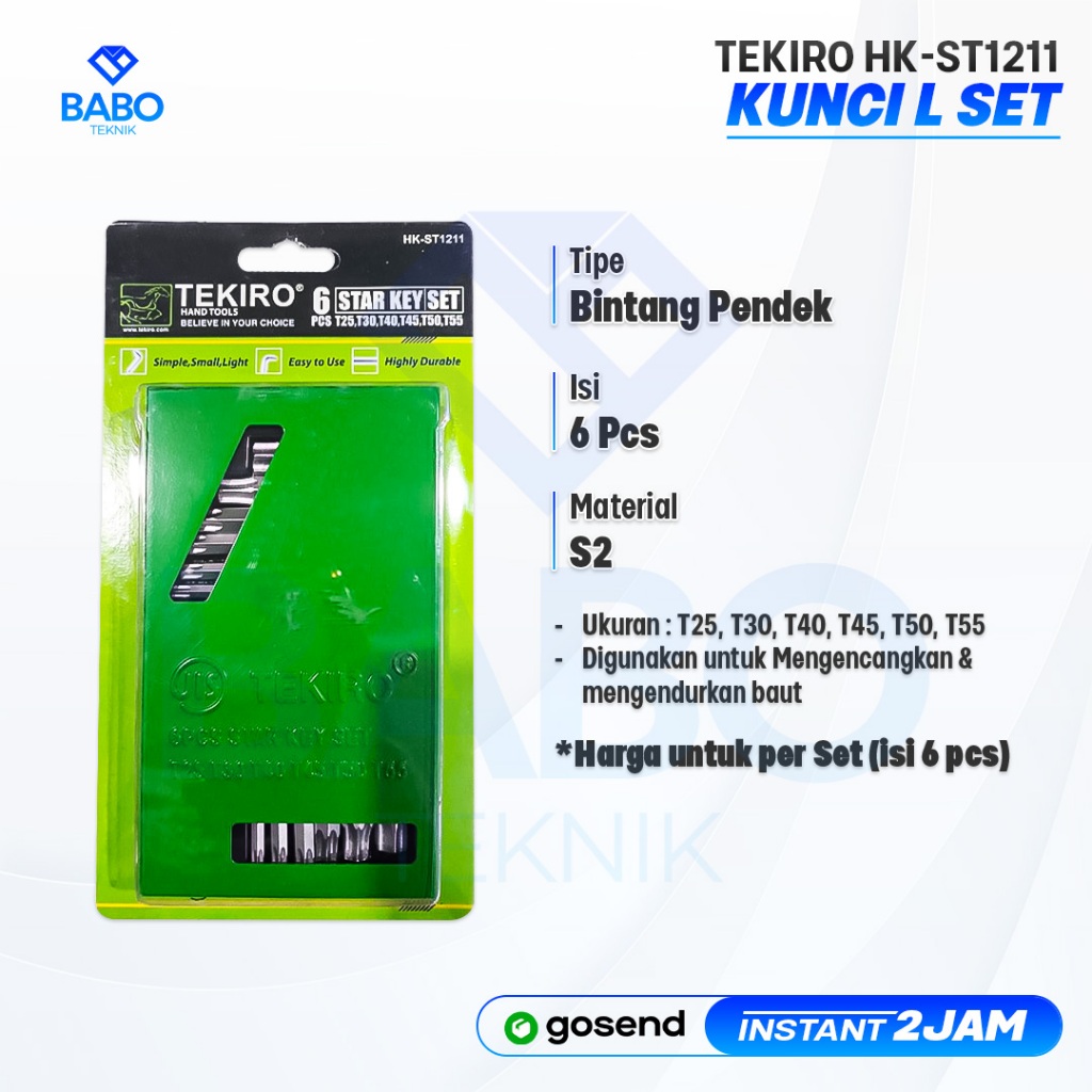 TEKIRO - KUNCI L BINTANG PENDEK 6 UKURAN KUNCI BELIMBING - ORIGINAL