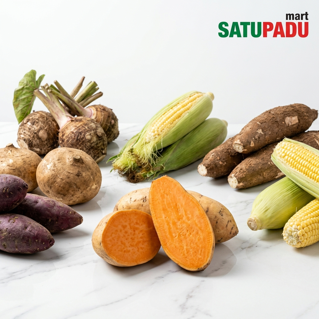 Umbi-Umbian Segar 1kg Komplit - Ubi Cilembu Madu / Singkong / Talas Bogor / Ubi Ungu / Ubi Putih / U