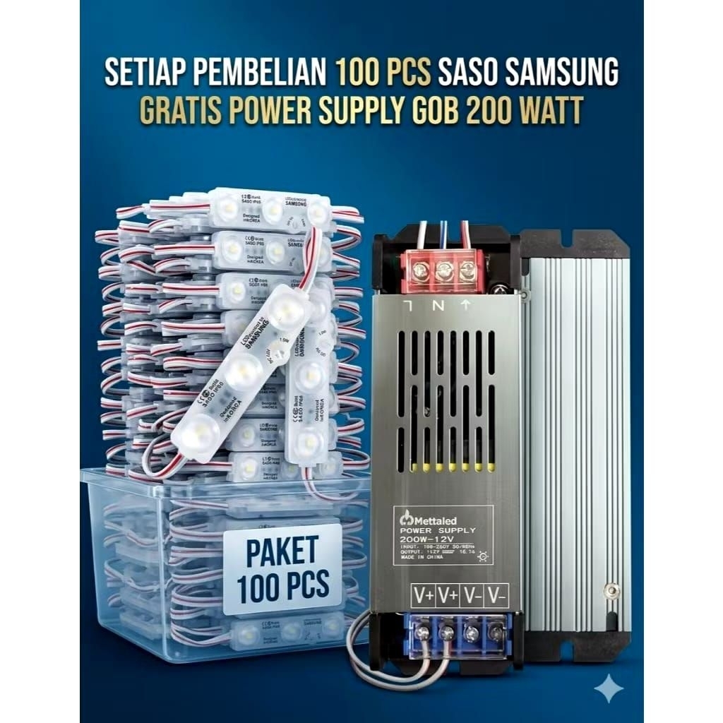 BUY 100PCS LED MODULE SASO SAMSUNG 5730 GET 1 PCS POWER SUPPLY GOB 200WATT