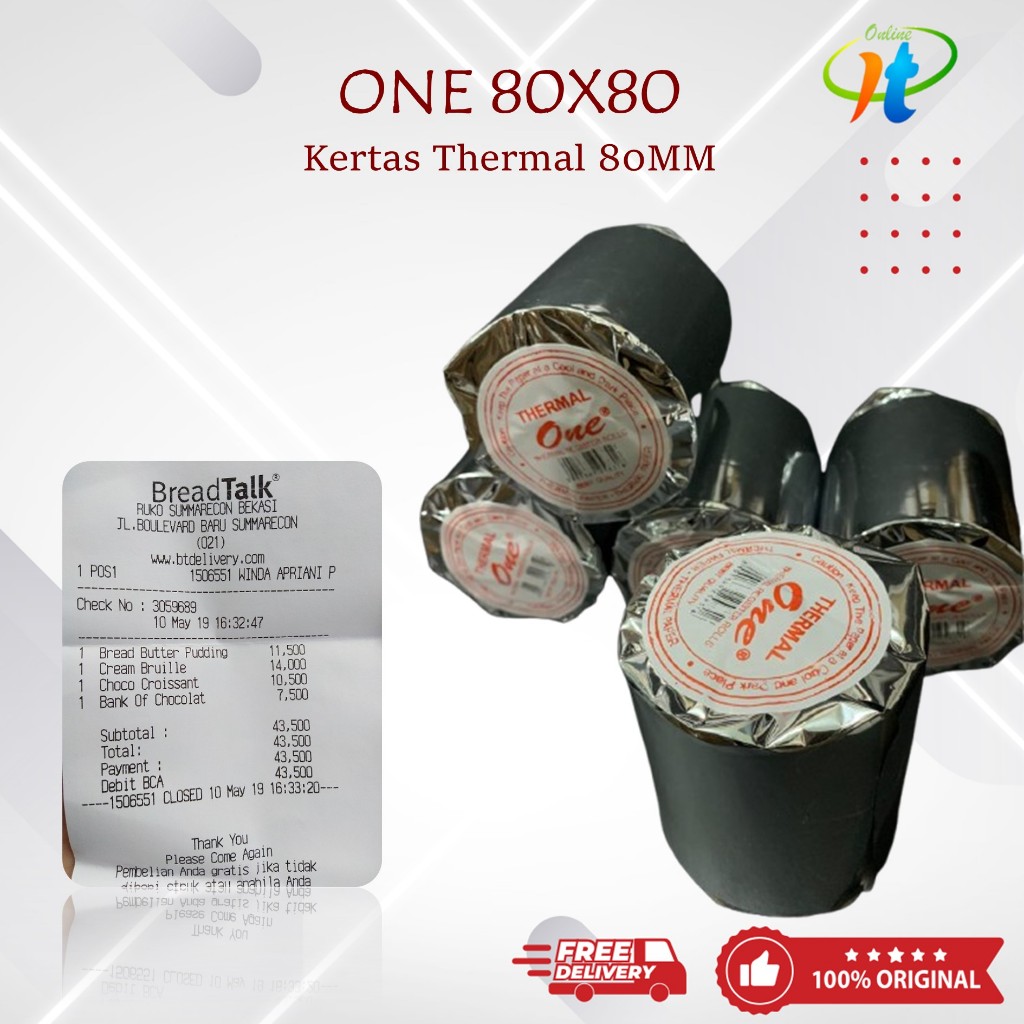 Thermal ONE 80x80 mm Paper 80mm Struk Thermal Epson TMT82 Kertas Kasir Printer Thermal Bluetooth