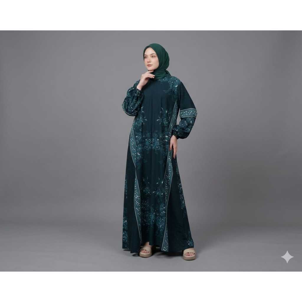Gamis Abaya Gaun Daster Terbaru Kekinian Lebaran Rayon Adem Motif Melisa by Leamore Butik