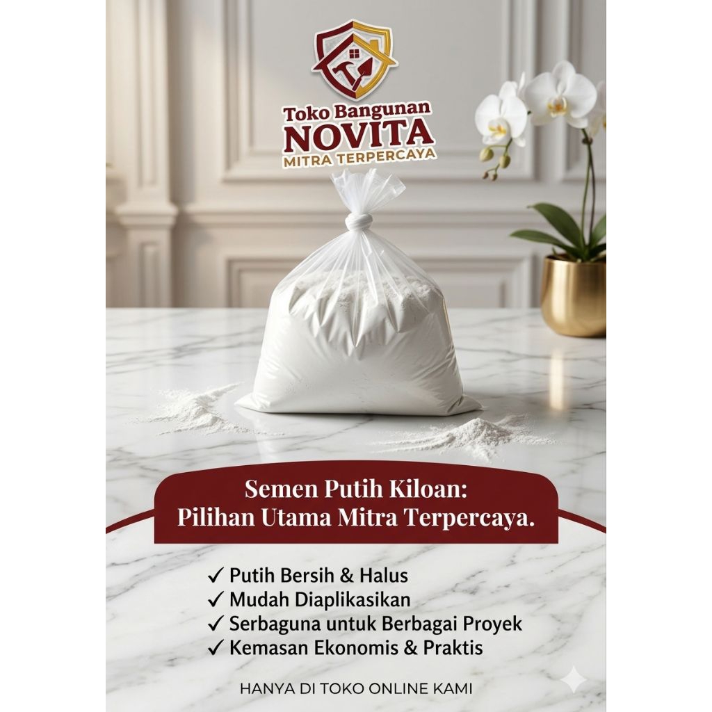 Aka Mortar Semen Putih 1Kg - Semen Instan Halus untuk Tambal Dinding & Nat Keramik