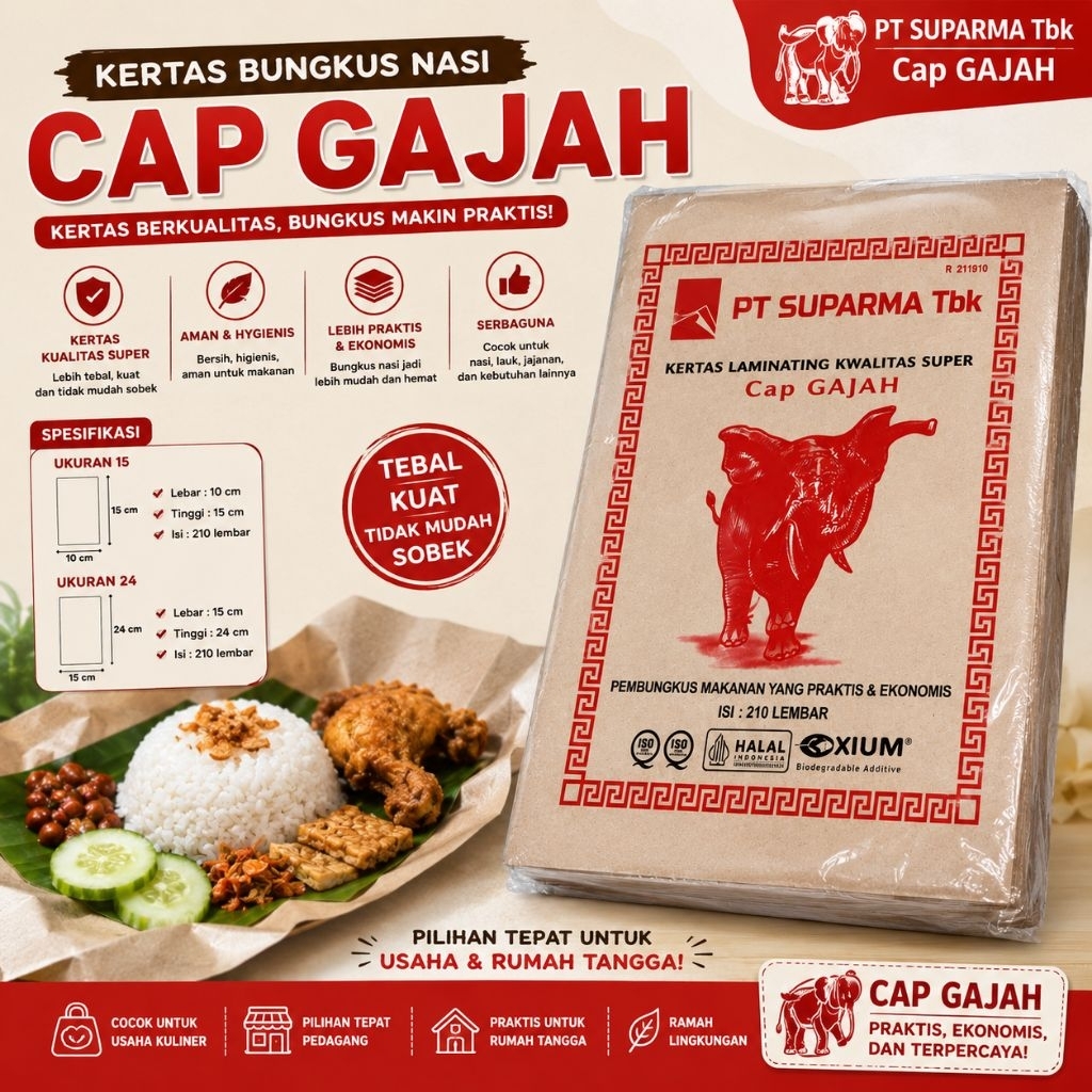 [JJP] kertas bungkus nasi coklat cap gajah / kertas nasi bungkus