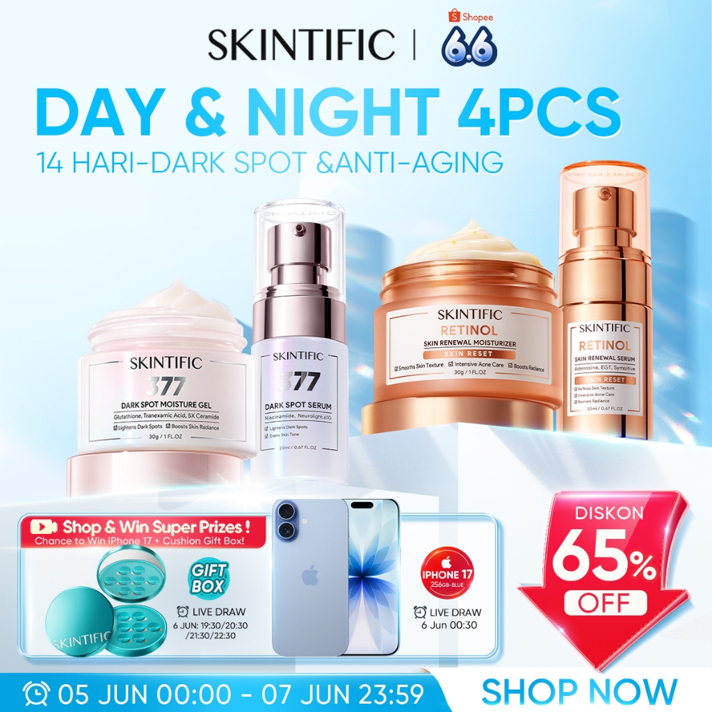 [4PCS] SKINTIFIC Day & Night Renew Set – Serum + Moisturizer Bundle – Paket Perawatan Wajah Semua Je