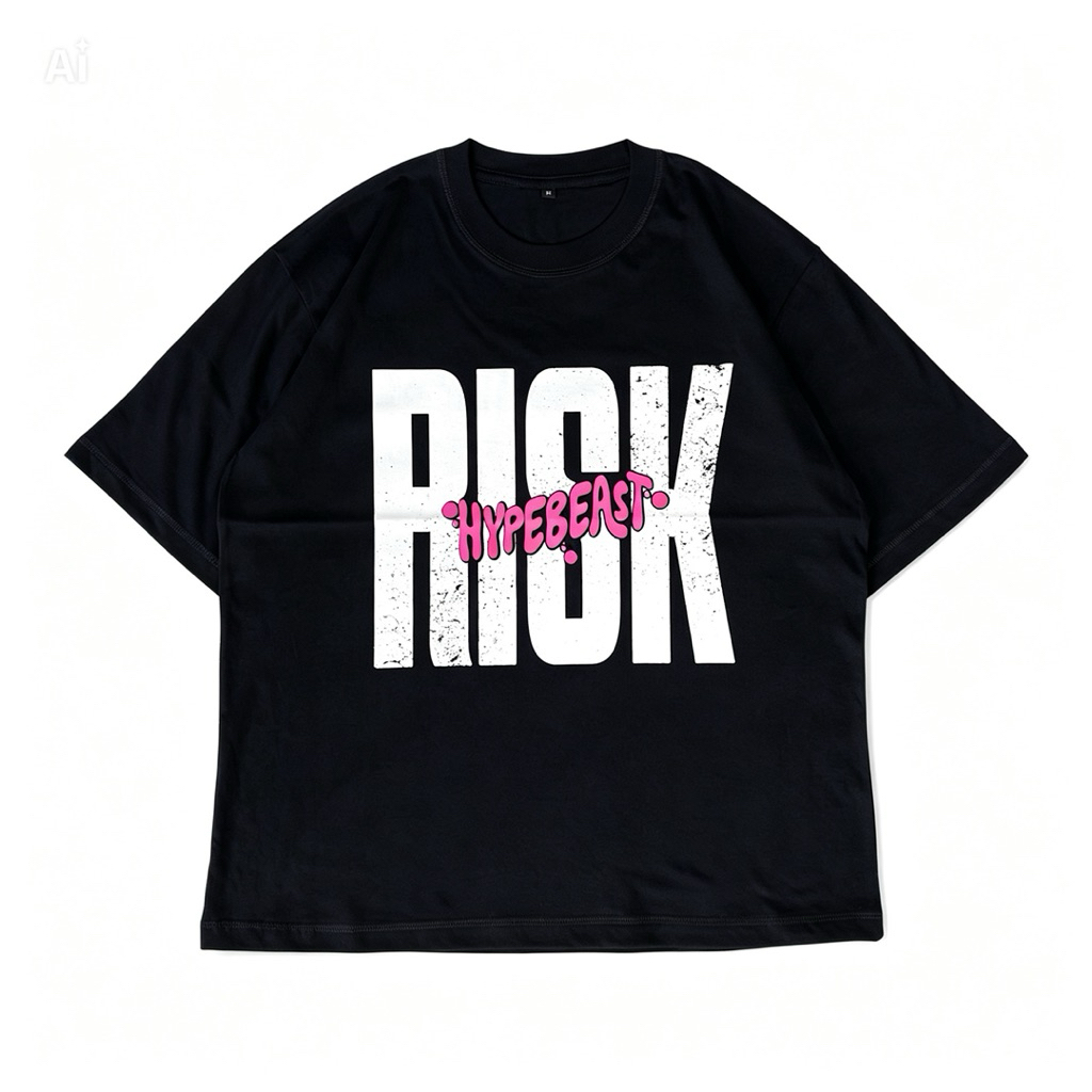 Kaos Oversize Pria Wanita Streetwear Hypebeast Premium Cotton 24s Kaos Hitam Unisex Trendy -RICK HYP