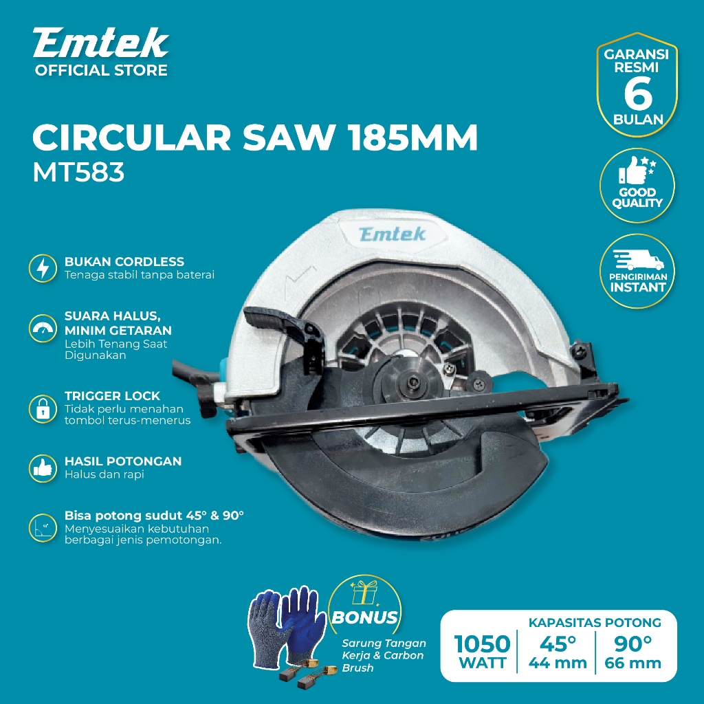 EMTEK Mesin Potong Kayu Circular Saw 185mm