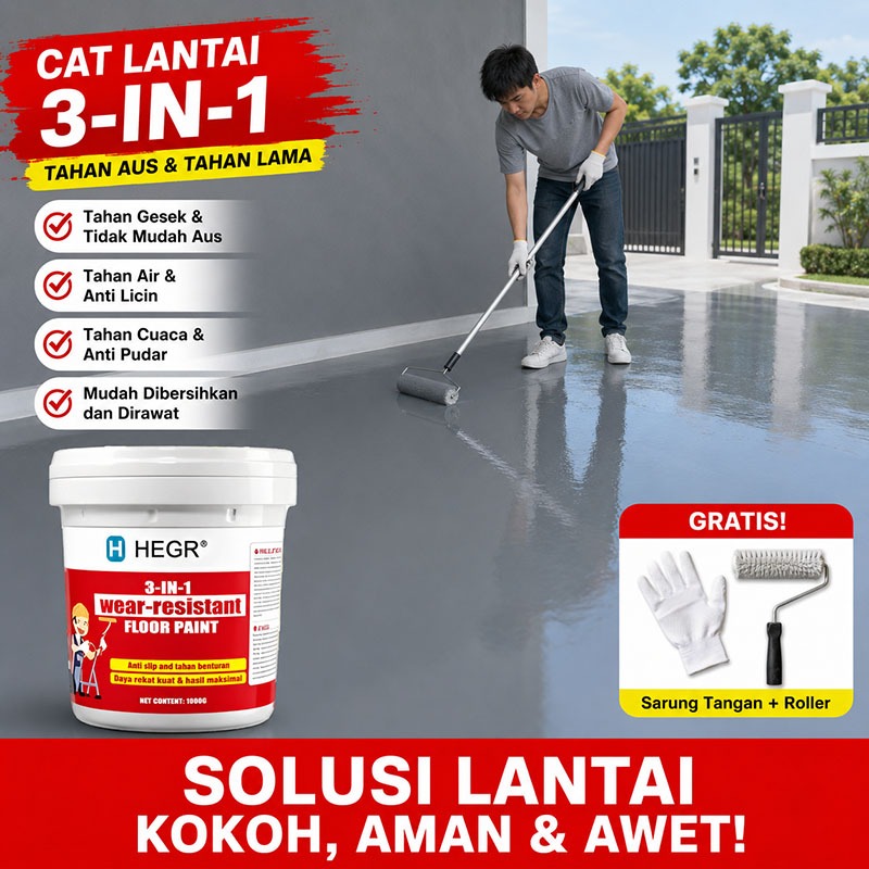 Cat Lantai Epoksi Air Multifungsi 10-in-1 Luar Ruangan, Perbaikan Lantai Semen Tahan Air & Aus, Self