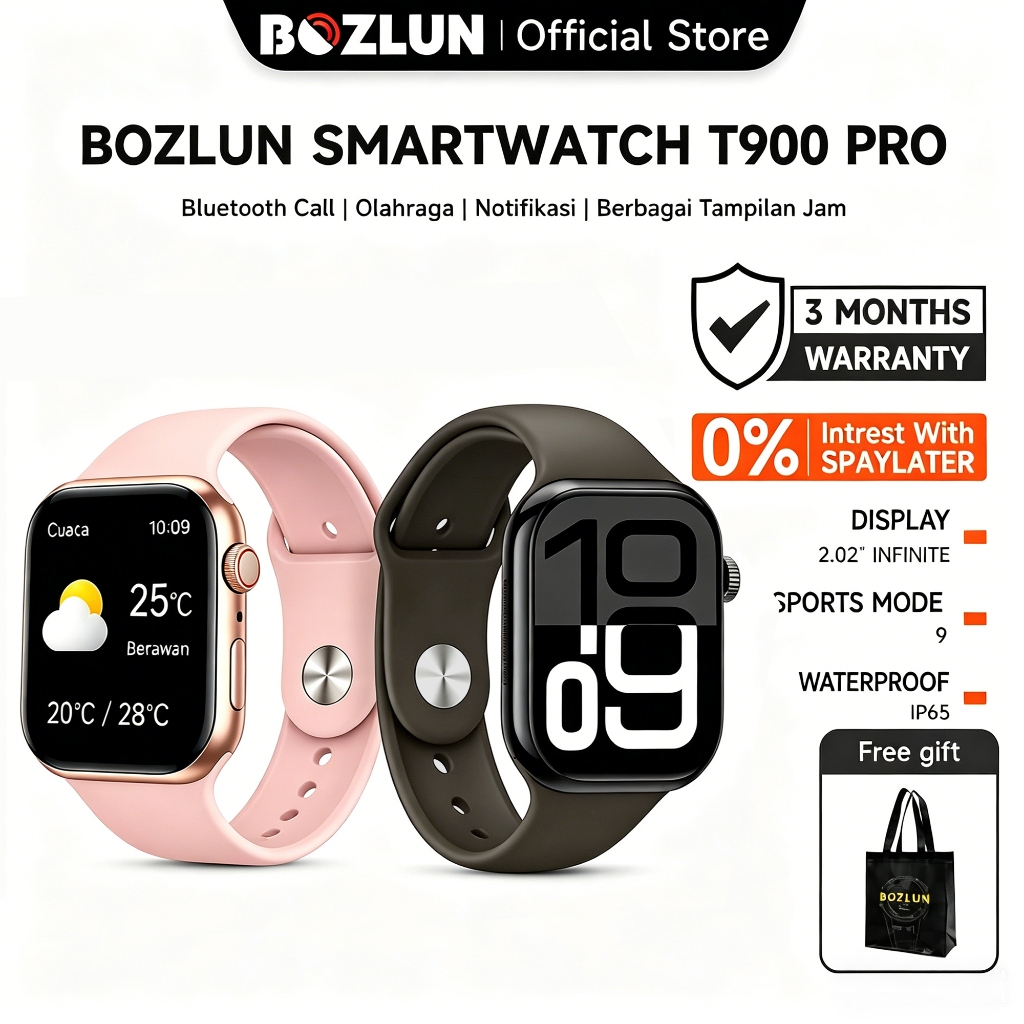 SKMEI X BOZLUN T900 PRO Jam Tangan Smartwatch Murah | Mode Olahraga | Tahan Air | Panggilan Bluetoot