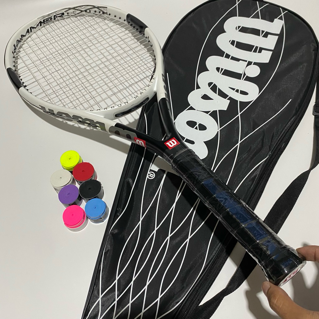 raket tenis wilson hammer 6 carbon matrix ringan siap pakai import premium