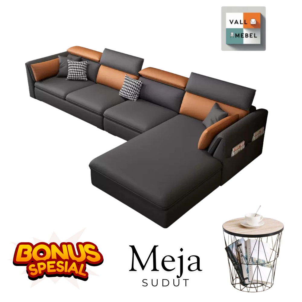 SOFA MINIMALIS L SHAPE - SOFA KULIT - SOFA MINIMALIS RUANG TAMU
