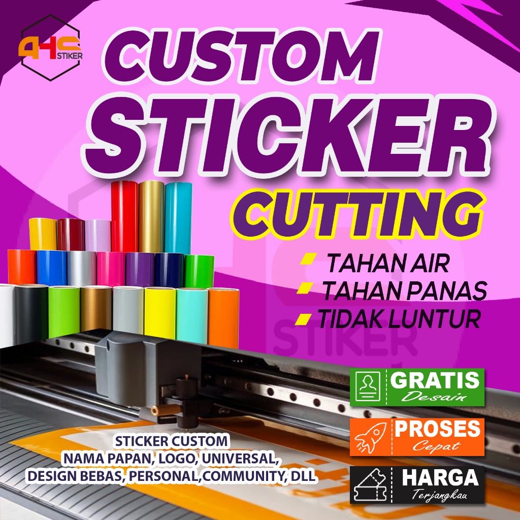 Cetak sticker cutting custom/logo/motor/label/kaca/mobil