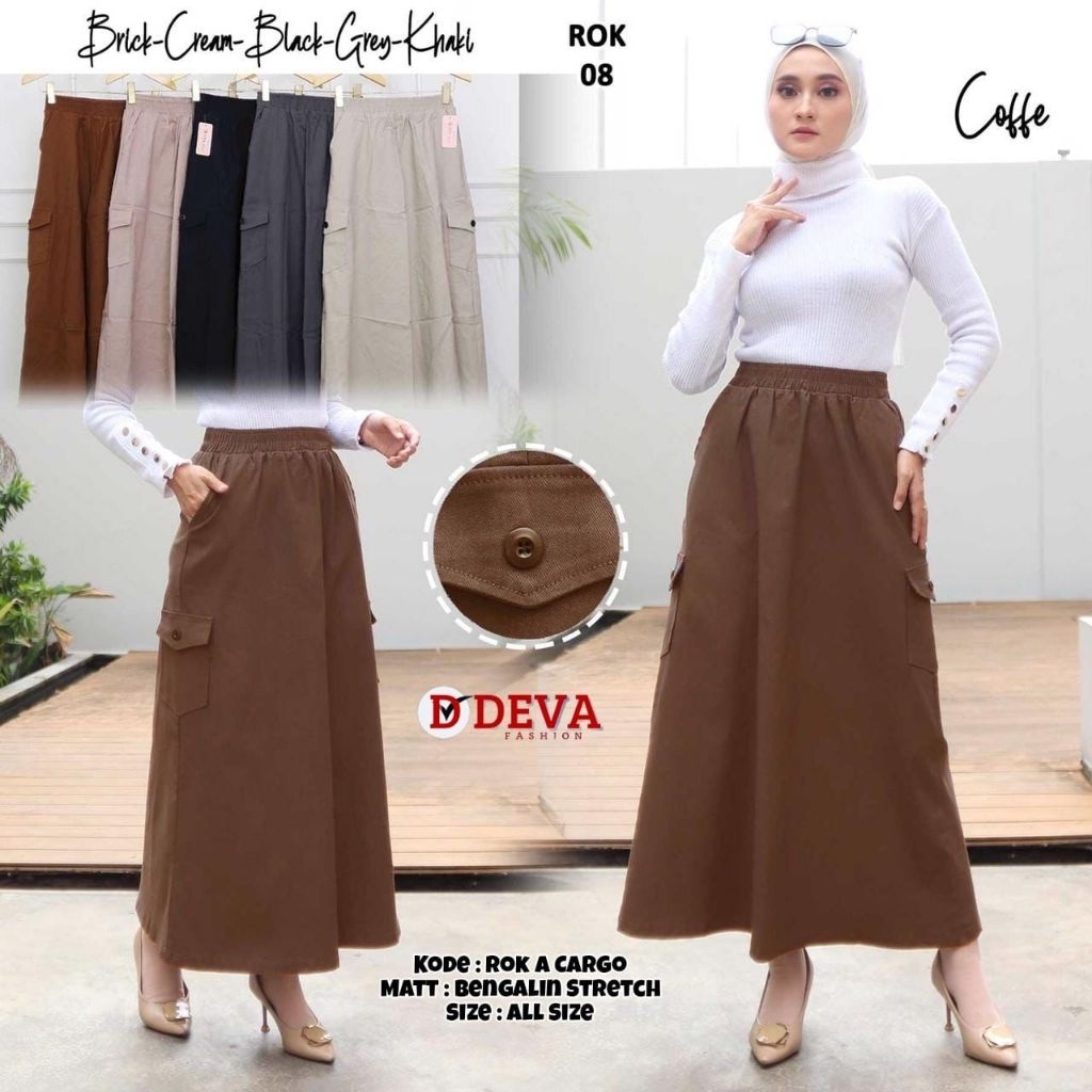 DEVA_ROK Kargo Wanita Bahan Bengalin Katun Stretch Import