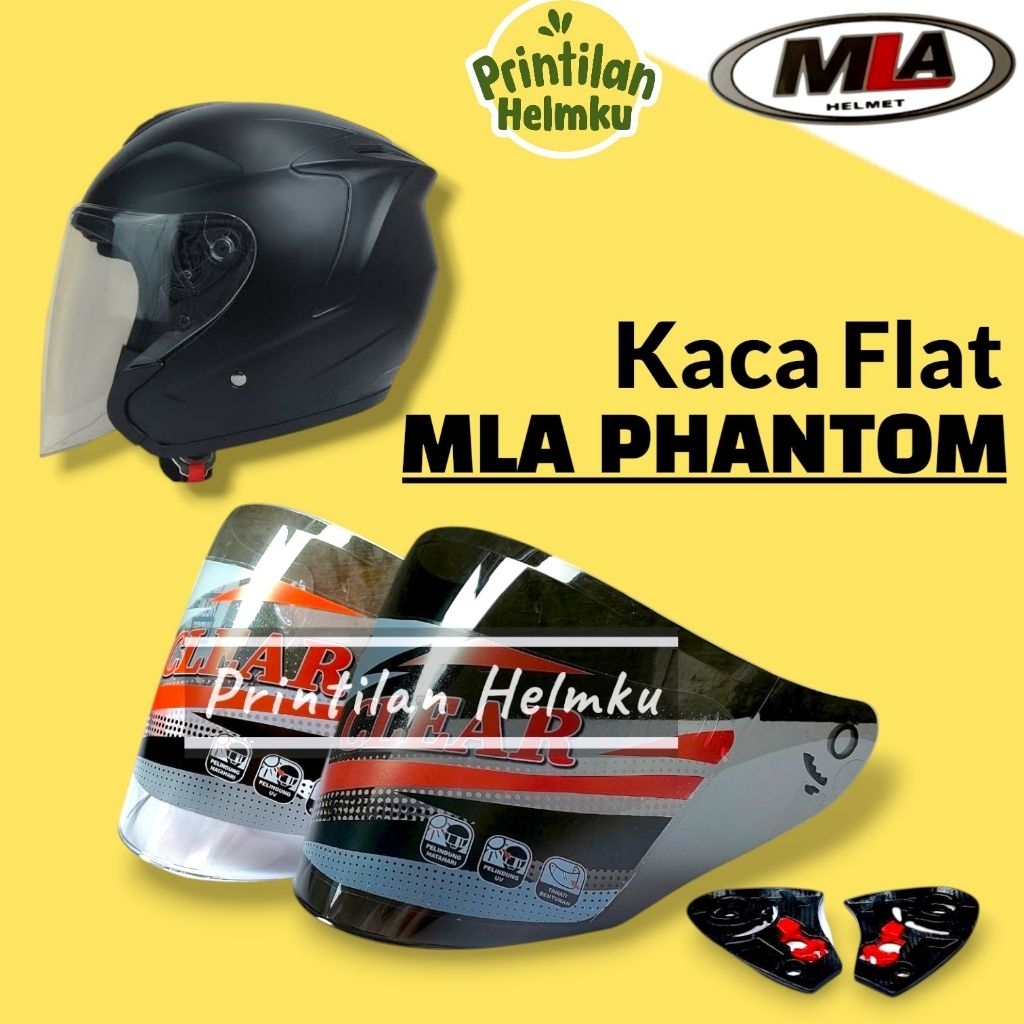 Kaca Helm MLA PHANTOM Flat Visor Helmet Mla Phantom Bening Hitam
