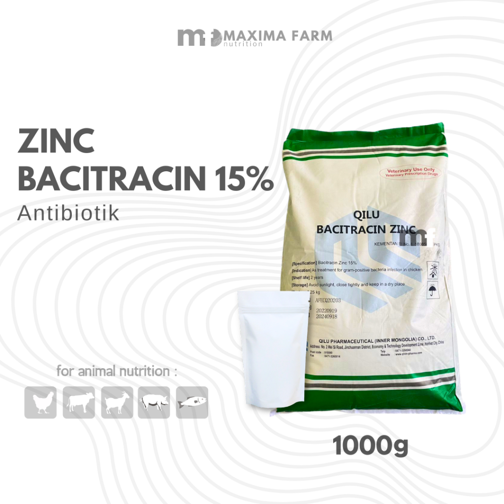 QILU BACITRACIN ZINC 15% AGP AYAM BROILER - ZINC BAC 15% - AGP QILU - PEMACU PERTUMBUHAN AYAM PEDAGI