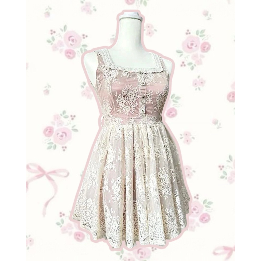 Liz Lisa Brocade Dress Kawaii Himekaji Pink Putih Princess
