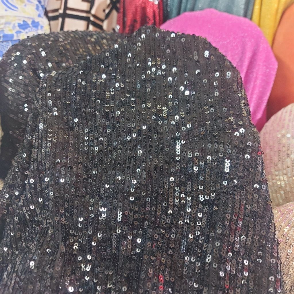 kain tile payet premium  - kain payet sequin  - kain payet seribu  - kain payet mewah ( hitam) kj
