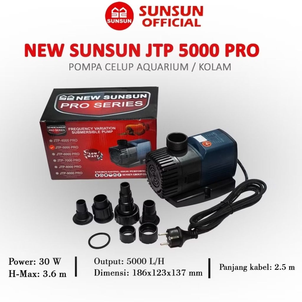Sunsun JTP 5000 PRO Pompa Celup Kolam Ikan Hemat Listrik Energi