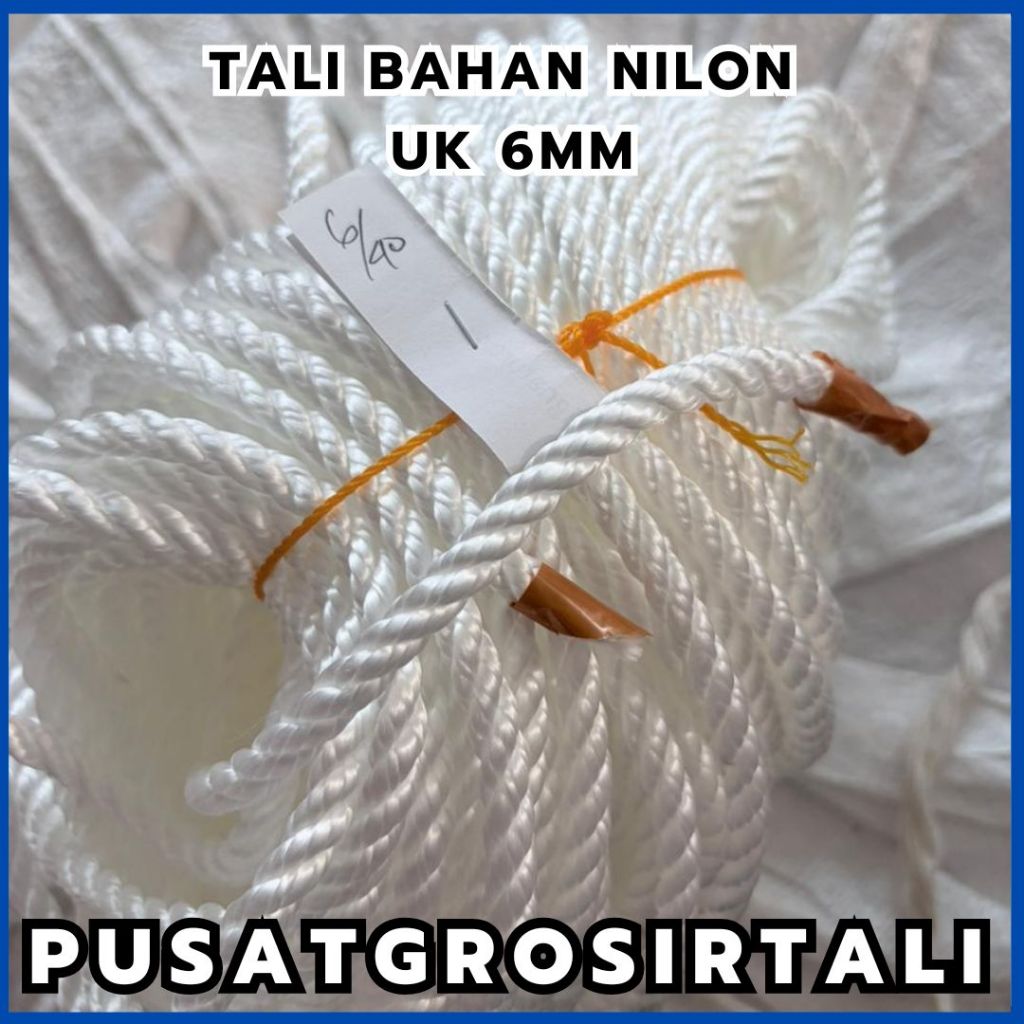 TALI TAMBANG BAHAN NILON/KAIN 6MM METERAN / TALI IKAT MOBIL TRUK / TALI LOSBAK / TALI TERPAL MOBIL /