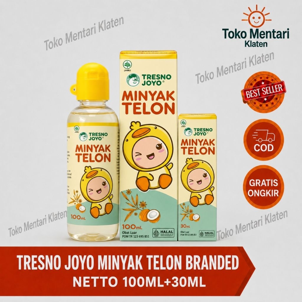 Minyak Telon Tresno Joyo 100ml + 30ml – Minyak Bayi Hangat Alami & Lembut | Aman untuk Kulit Sensiti