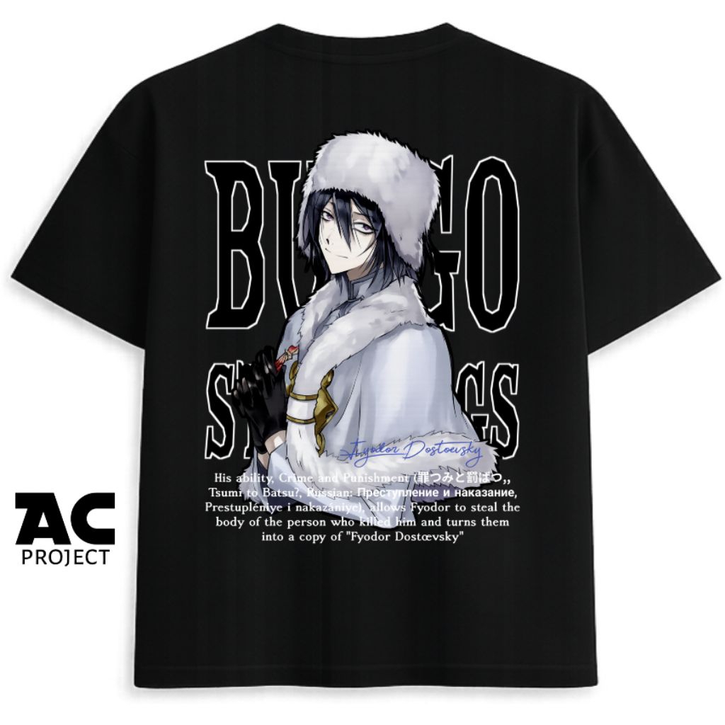 Ac Project kaos anime best seller fyodor dostoevsky BSD - Bungo Stray Dogs premium cotton combed dis