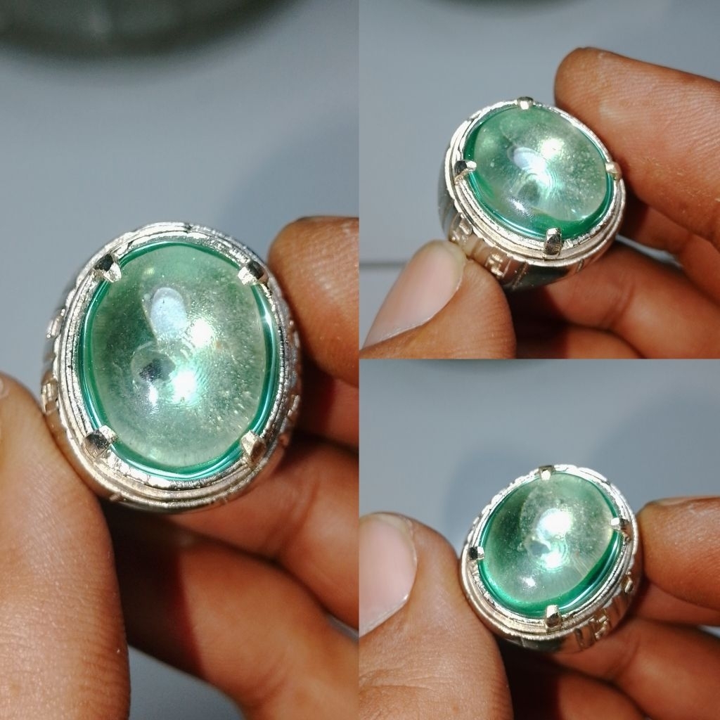 Batu cincin kinyang daun hijau crystal Vv11