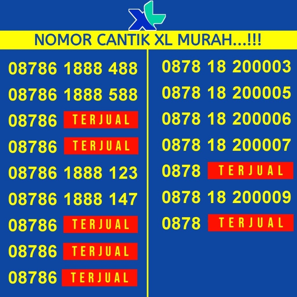Kartu Perdana Nomor Cantik XL 4G Kuartet 8888 555 9999